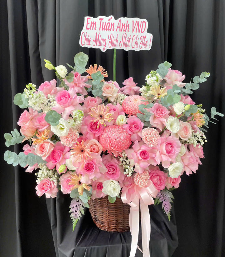 Giỏ hoa đẹp, lẳng hoa đẹp, giỏ hoa sinh nhật, giỏ hoa khai trương