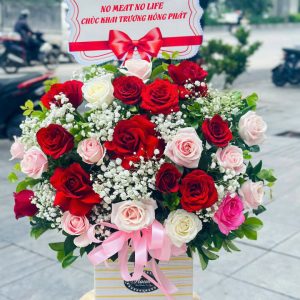 Giỏ hoa đẹp, lẳng hoa đẹp, giỏ hoa sinh nhật, giỏ hoa khai trương