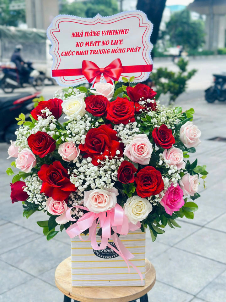 Giỏ hoa đẹp, lẳng hoa đẹp, giỏ hoa sinh nhật, giỏ hoa khai trương