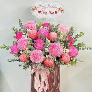 Giỏ hoa đẹp, giỏ hoa sinh nhật, giỏ hoa cúc mẫu đơn, giỏ hoa cúc mẫu đơn đẹp