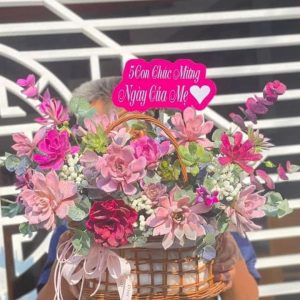 sen đá, giỏ hoa sen đá, giỏ hoa sen đá đẹp, giỏ hoa sen đá sinh nhật, giỏ hoa sen đá khai trương