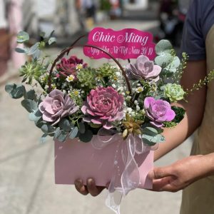 sen đá, giỏ hoa sen đá, giỏ hoa sen đá đẹp, giỏ hoa sen đá sinh nhật, giỏ hoa sen đá khai trương