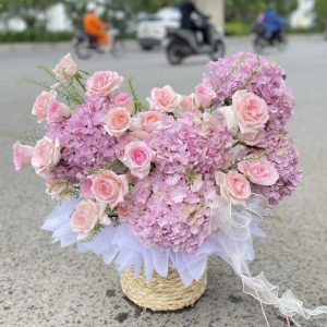 giỏ hoa đẹp, giỏ hoa cẩm tú cầu
